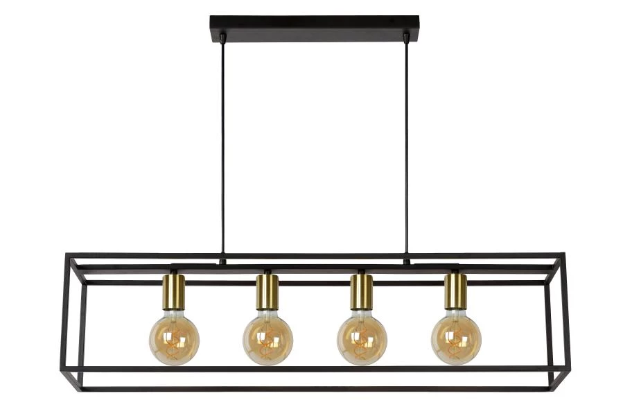 Lucide RUBEN - Pendant light - 4xE27 - Black - turned off